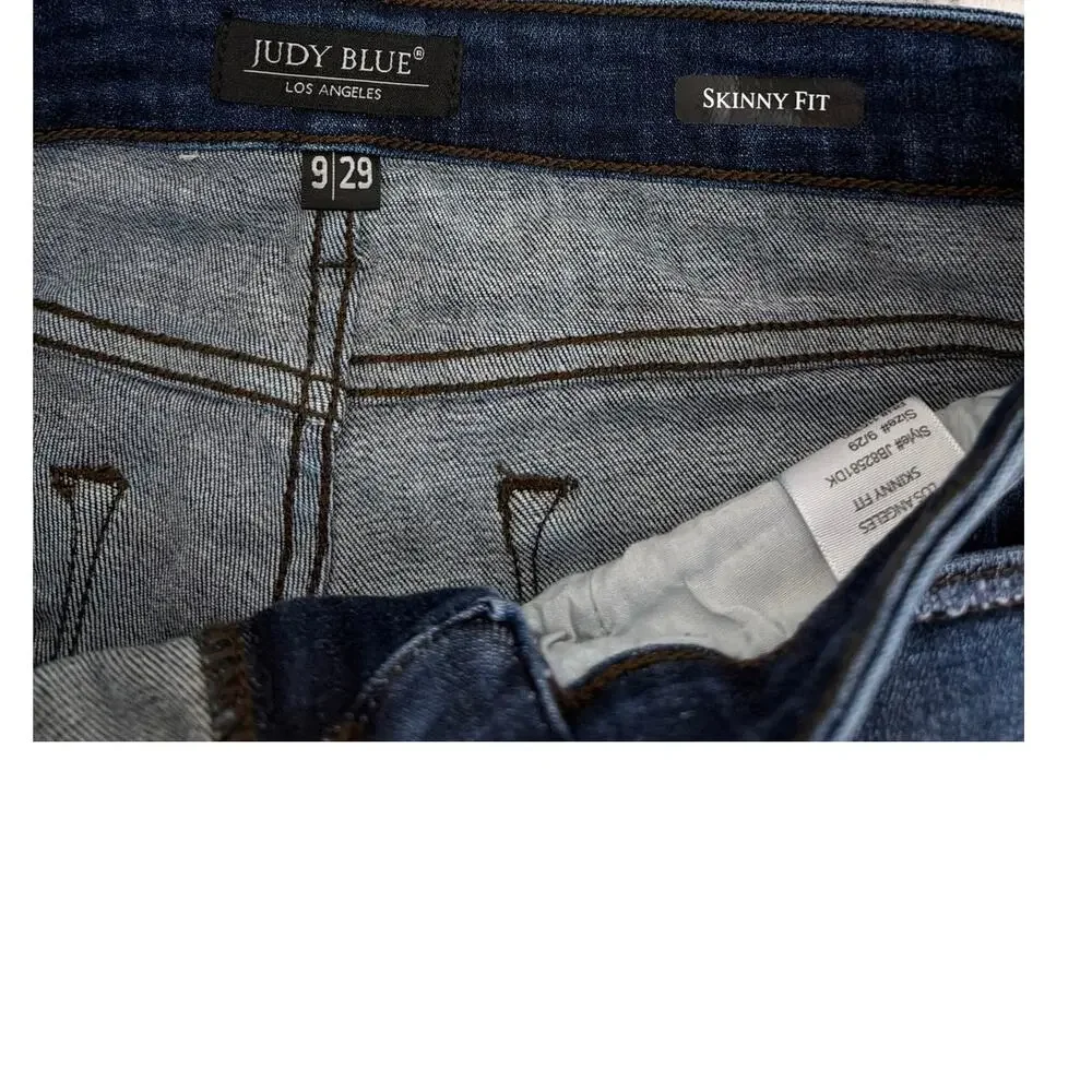 Judy Blue Distressed Destroyed Cuffed Skinny High Rise Ankle Jeans Size 9 | 29
